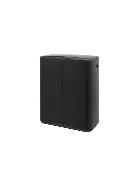 Brabantia Bo Κάδος Απορριμμάτων από Ανοξείδωτο Ατσάλι Matt Black με Πεντάλ 60lt