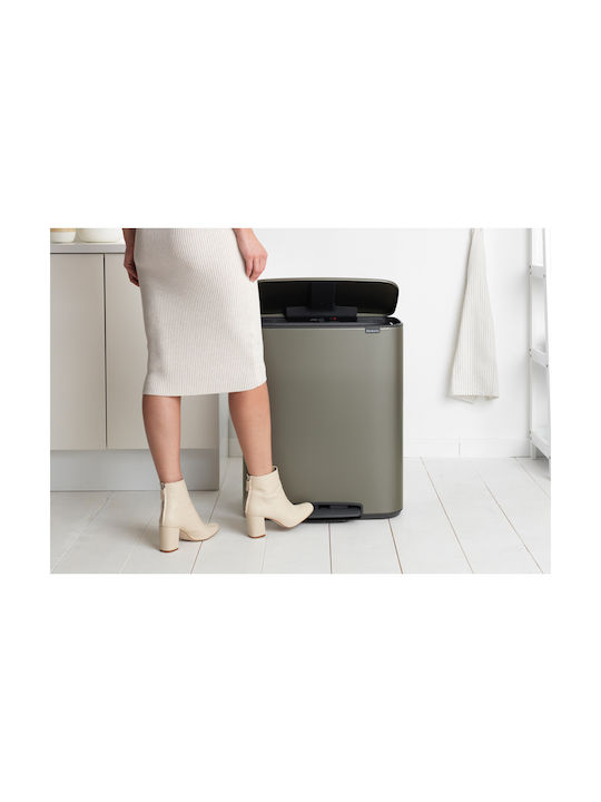 Brabantia Κάδος Bo Απορριμμάτων από Ανοξείδωτο Ατσάλι με Πεντάλ Platinum 60lt