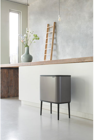 Brabantia Κάδος Bo Ανακύκλωσης από Ανοξείδωτο Ατσάλι Push Platinum 34lt