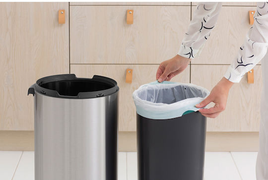 Brabantia Κάδος Touch New Απορριμμάτων Μεταλλικός με Πεντάλ Platinum 30lt