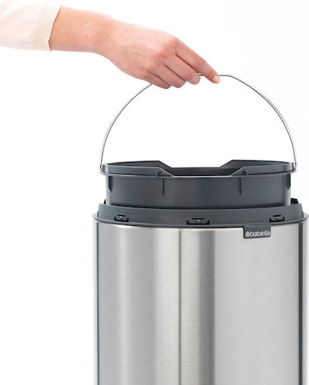 Brabantia Κάδος Touch New Απορριμμάτων Μεταλλικός με Πεντάλ Platinum 30lt