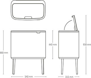 Brabantia Κάδος Bo Ανακύκλωσης Μεταλλικός Push Platinum 33lt