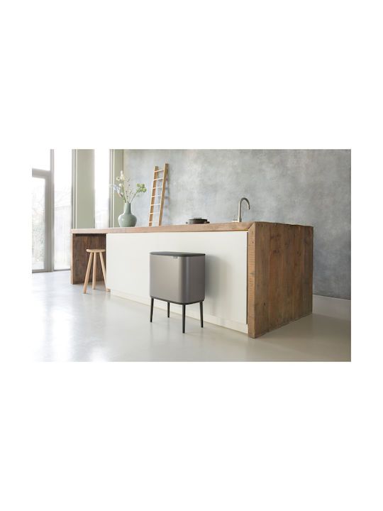 Brabantia Recycling Waste Bin Metallic Push Platinum 33L