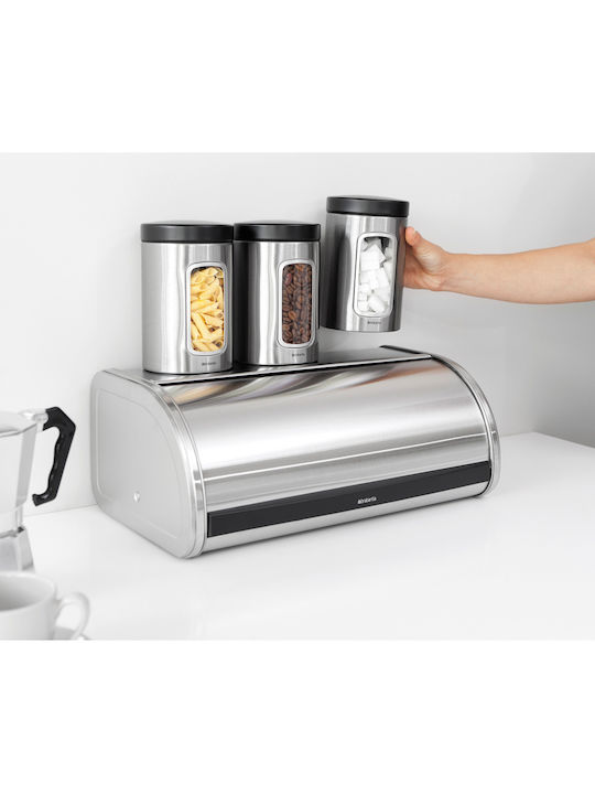 Brabantia Roll Top Ψωμιέρα με Καπάκι Μεταλλική Matt Black 44.5x26.2x17.3cm