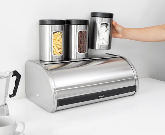 Brabantia Roll Top Bread Box with Lid Metallic Matt Black 44.5x26.2x17.3cm