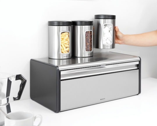 Brabantia Fall Front Ψωμιέρα με Καπάκι Μεταλλική Matt Steel 46.5x25x18.7cm
