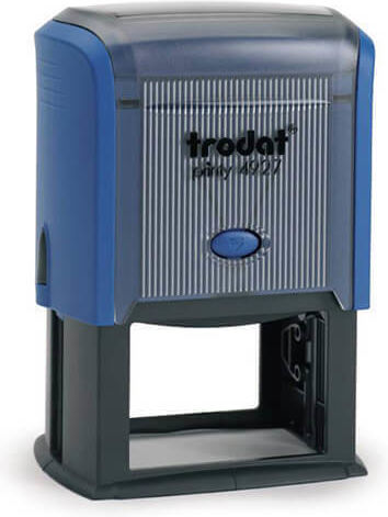 Trodat Rectangular Ink Stamp Text In Greek Language And Blue Ink (Various Colours)