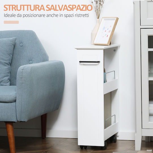 Kleankin Wooden Kitchen Trolley 2 Tiers White 42.5x20.3x66.7cm
