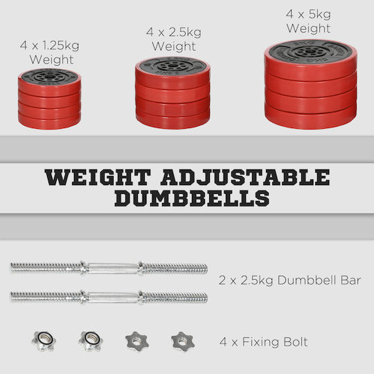 HomCom Set de gantere cu bară, greutate totală 40kg