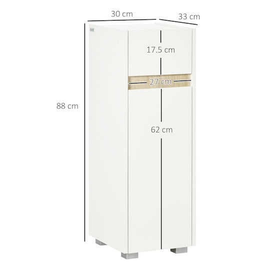 Kleankin 834-501V00WT Ντουλάπι Μπάνιου 30x33x88cm Λευκό