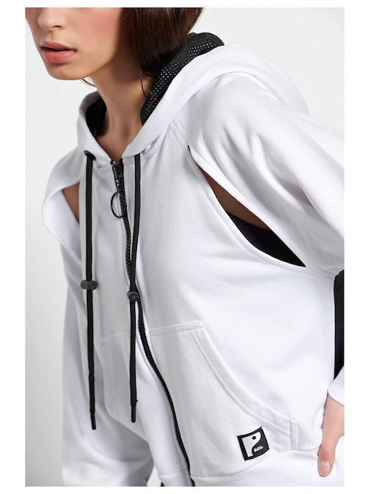 1231-904422 Women's Sweatshirt Jacket Hooded White