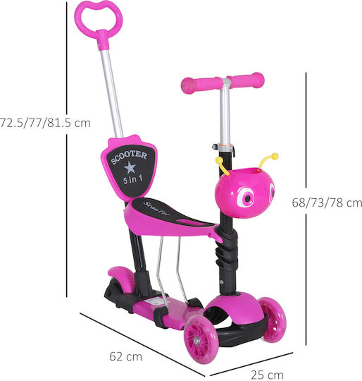 HomCom Kids Scooter 3-Wheel with Seat Pink