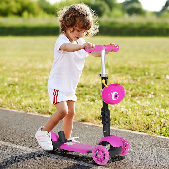 HomCom Kids Scooter 3-Wheel with Seat Pink