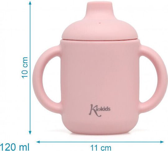 Kiokids Εκπαιδευτικό Μπιμπερό Σιλικόνης με Λαβές Ροζ 4m+ 120ml