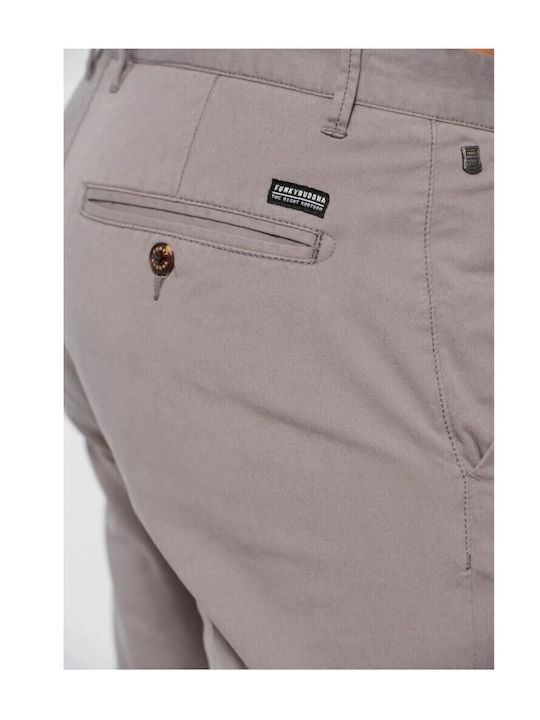 FBM007-00102 Trousers Chino Elastic in Straight Line Gray