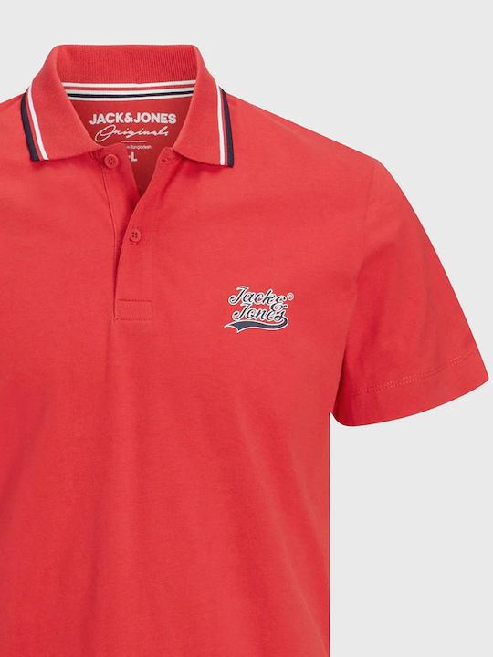 Jack & Jones Herren Kurzarmshirt Polo Rot