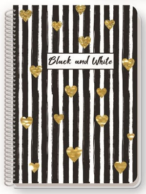 Black & White Spirale Schulheft Geregelt A4 35 Papiereinlagen Gold Verschiedene Designs