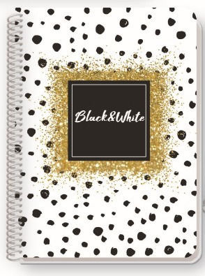 Black & White Spirale Schulheft Geregelt A4 35 Papiereinlagen Gold Verschiedene Designs