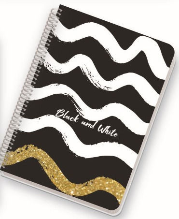 Black & White Spirale Schulheft Geregelt A4 35 Papiereinlagen Gold Verschiedene Designs