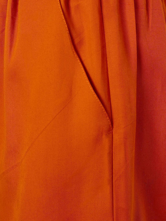 FBL007-12503 Women's High-waisted Sporty Shorts Orange Rust