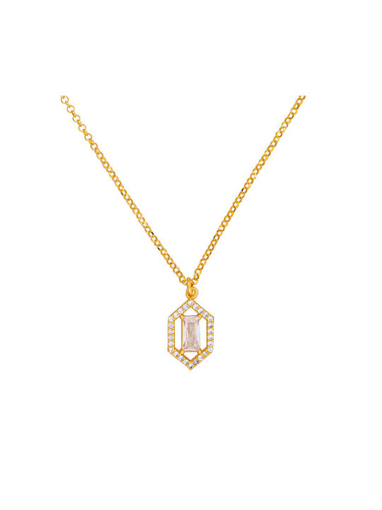 Excite-Fashion Necklace from Gold Plated Silver with Zircon