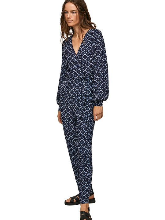 Edalia Women's Long-sleeved One-piece Suit Navy Blue