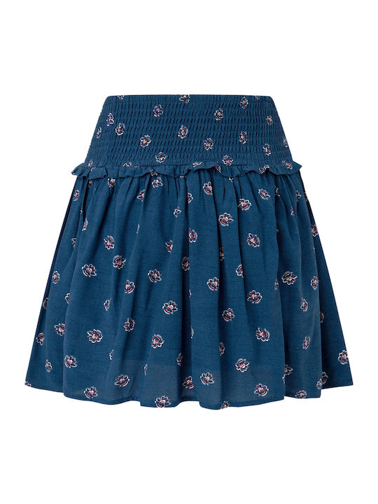Bruna Denim Mini Skirt Floral Blue