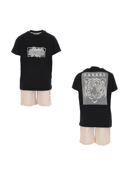 Nek Kids Wear Kinder Set mit Shorts Sommer 2Stück Schwarz