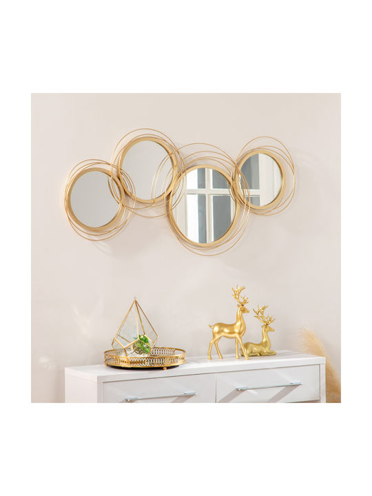HomCom Wandspiegel mit Goldmetallrahmen Durchmesser 56cm