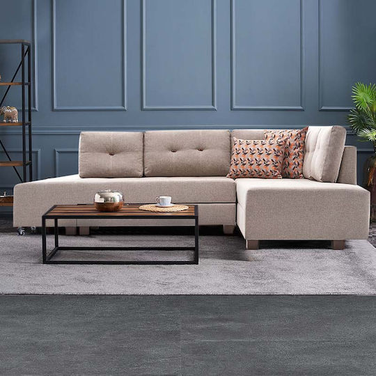 Manama Corner Couch Bed with Right Corner Cream 280x206x85 cm