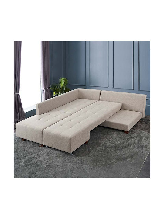 Манама Ъглов Диван Спалня с Ляв Ъгъл Крем 280x206x85см