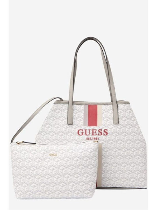 Guess Vikky Σετ Γυναικεία Τσάντα Shopper Ώμου Λευκή