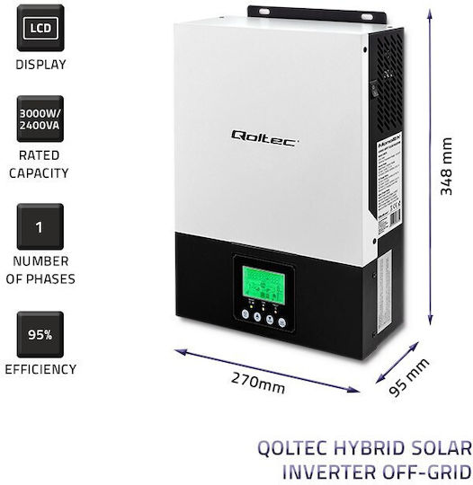 Qoltec Hybrid Off Grid Inverter Ισχύος 2400W με Τάση Εισόδου 230V (Μονοφασικό) 53876
