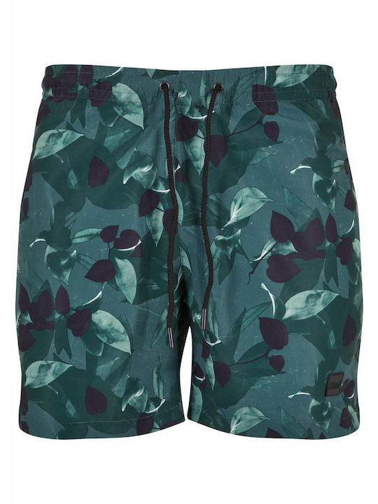 Urban Classics Herren Badebekleidung Shorts Green Leafs mit Mustern