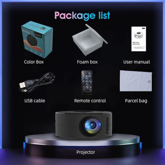 YT200 Mini Projector LCD Λάμπας LED με Ενσωματωμένα Ηχεία