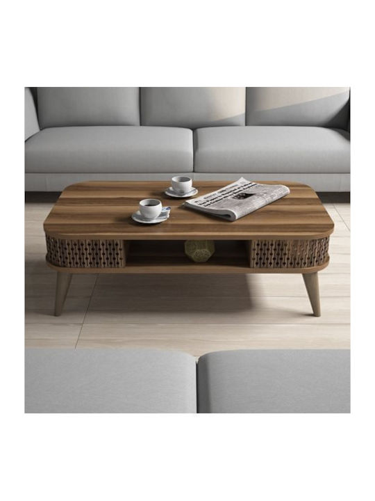 Rectangular Central Wooden Walnut Coffee Table W105xD60xH34.6cm