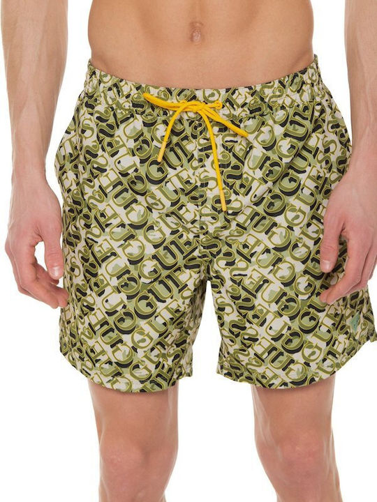 Guess Men's Swimwear Shorts Green with Patterns