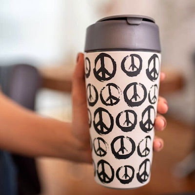 Chic Mic Peace Sticlă Termos Oțel inoxidabil Fără BPA Alb 420ml cu Piesa de gură