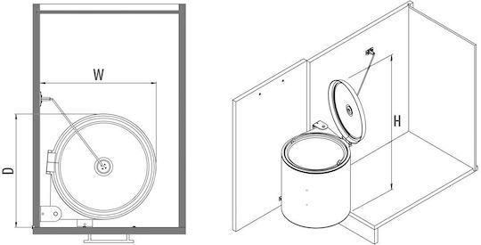 Starax Mülleimer S-2251 Für Schrank Metallisch Silber 10lt