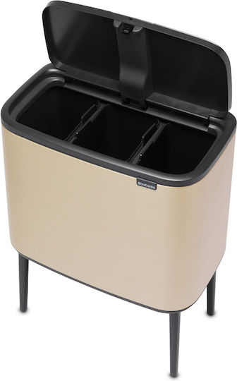 Brabantia Κάδος Bo Ανακύκλωσης από Ανοξείδωτο Ατσάλι Push Champagne 33lt