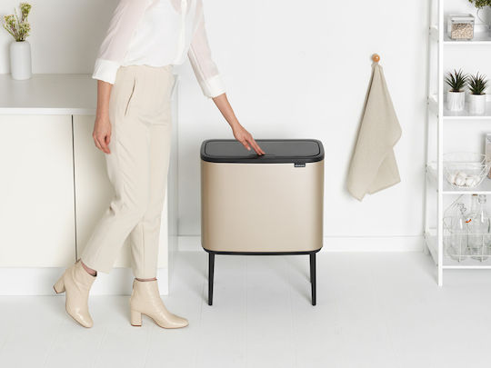 Brabantia Κάδος Bo Ανακύκλωσης από Ανοξείδωτο Ατσάλι Push Champagne 33lt