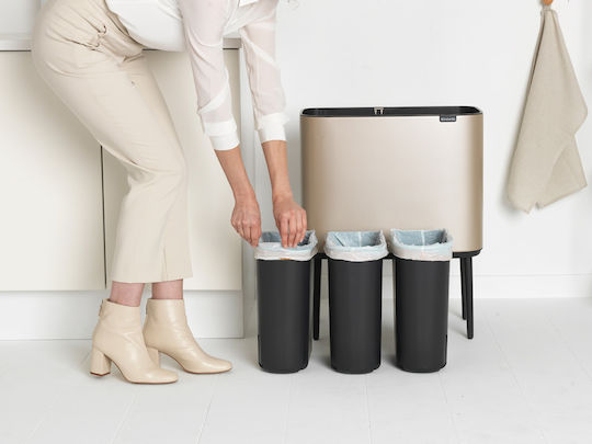 Brabantia Κάδος Bo Ανακύκλωσης από Ανοξείδωτο Ατσάλι Push Champagne 33lt