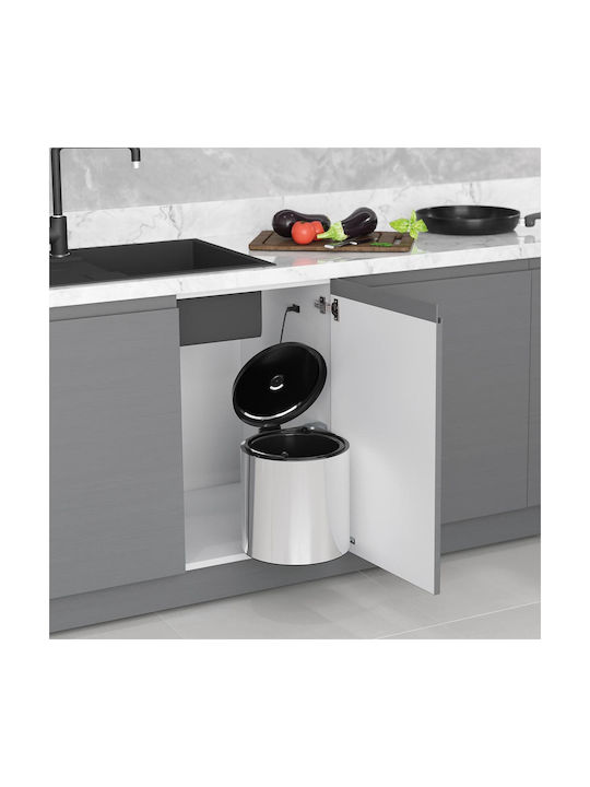 Starax S-2251 Waste Bin Waste Metallic for Cabinet Silver 10lt 1pcs