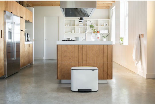 Brabantia Кошче за Рециклиране Пластмасово с Педал Бяло 34л