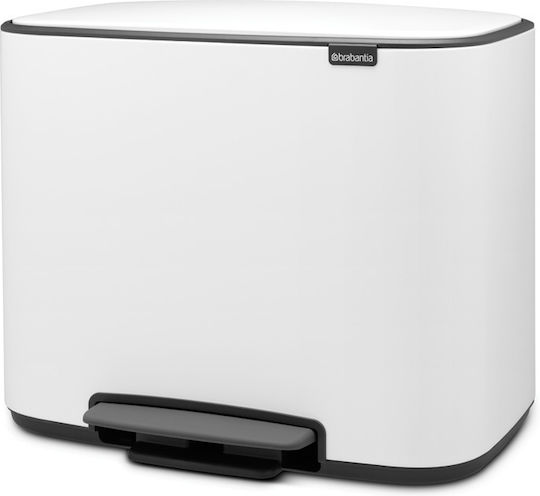 Brabantia Кошче за Рециклиране Пластмасово с Педал Бяло 34л
