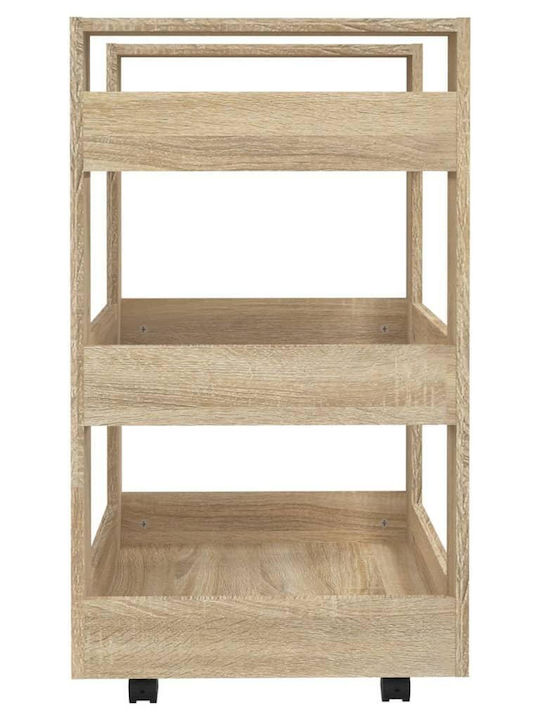 vidaXL Troleu De Bucătărie Din Lemn Cu 3 Locuri Bej 60x45x80cm
