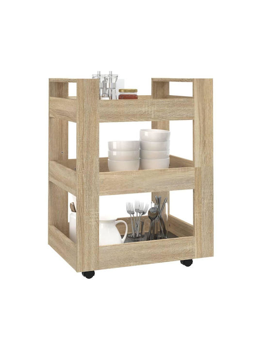 vidaXL Troleu De Bucătărie Din Lemn Cu 3 Locuri Bej 60x45x80cm