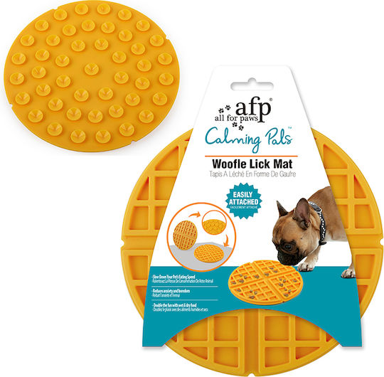 All For Paws Wowfle Lick Mat Futterspender aus Silikon Langsame Fütterung für Hund & Katze 20cm in Orange Farbe