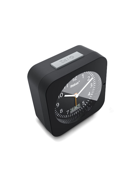 Mebus Tabletop Clock with Indicators Plastic with Alarm Clock & Radio Black 25609