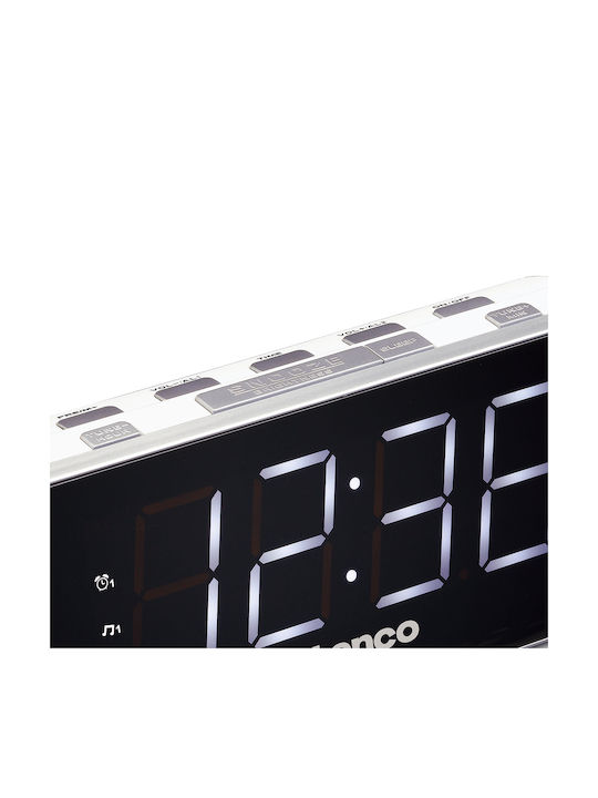 Lenco CR-18 Tabletop Digital Clock LED Plastic with Alarm Clock & Radio White CR-18